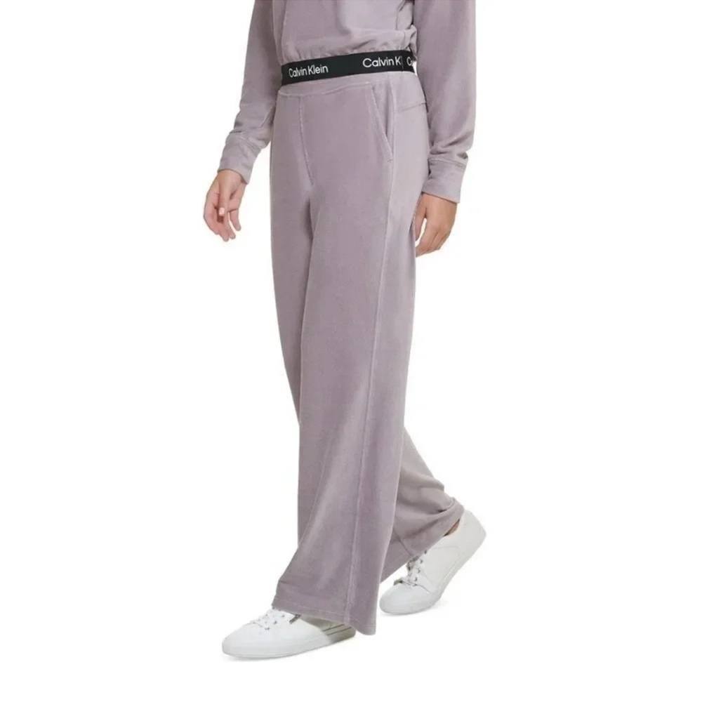 Calvin Klein Performance Women's Wide-Leg Velour Pants - Picture 2 of 2